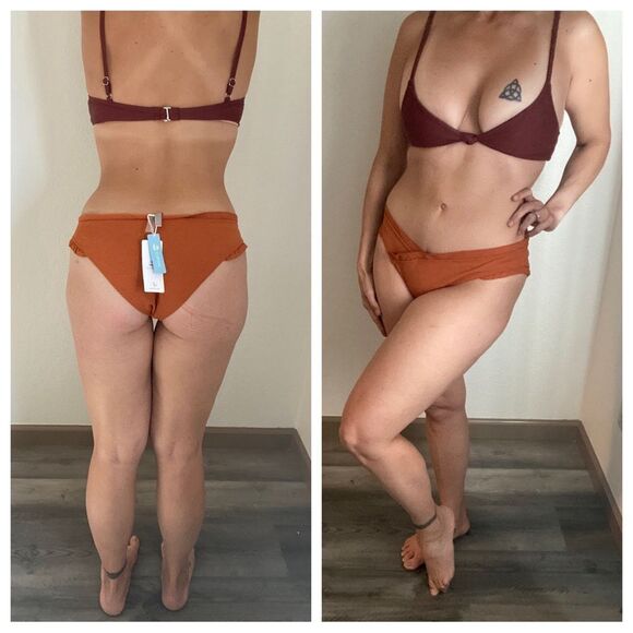 Cupshe Ruffle Bikini Bottom Copper Orange New Large Vacation Beach - Picture 1 of 10